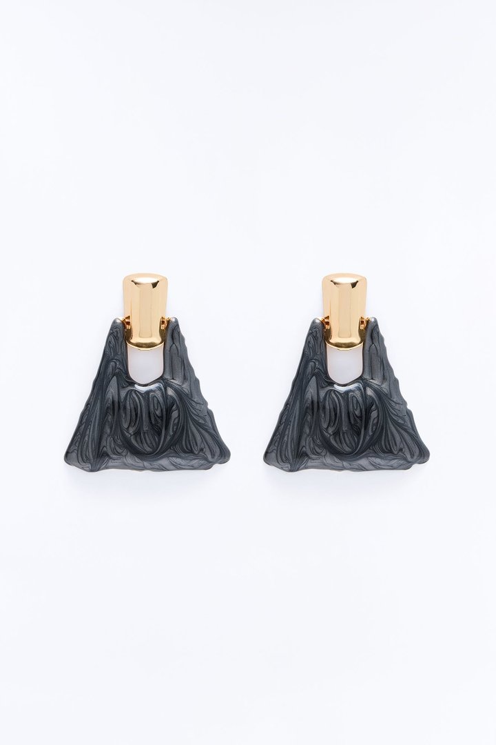 Mixed Feelings Drop Earrings - Black/Gold