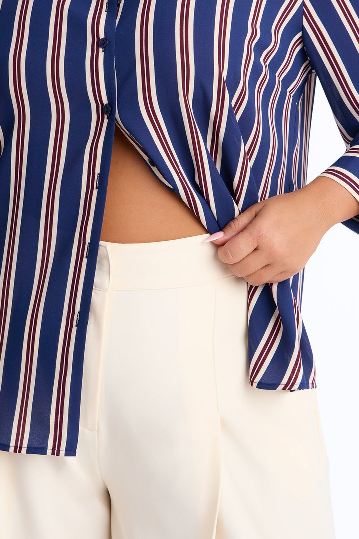 Stripes On Stripes Button Down Shirt - Navy