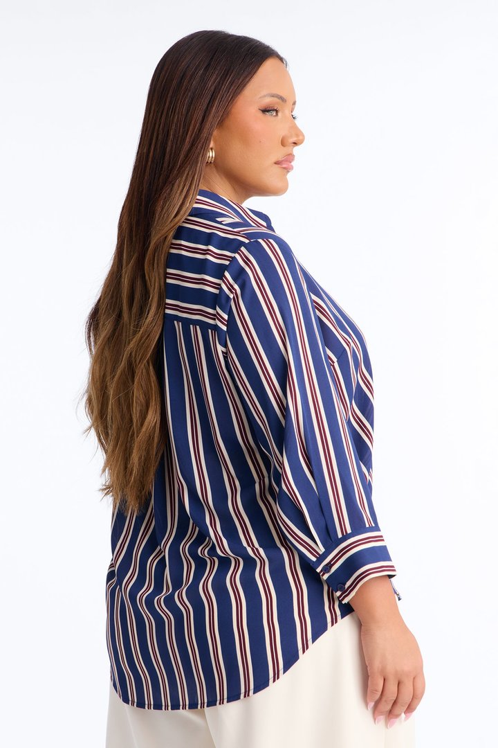 Stripes On Stripes Button Down Shirt - Navy