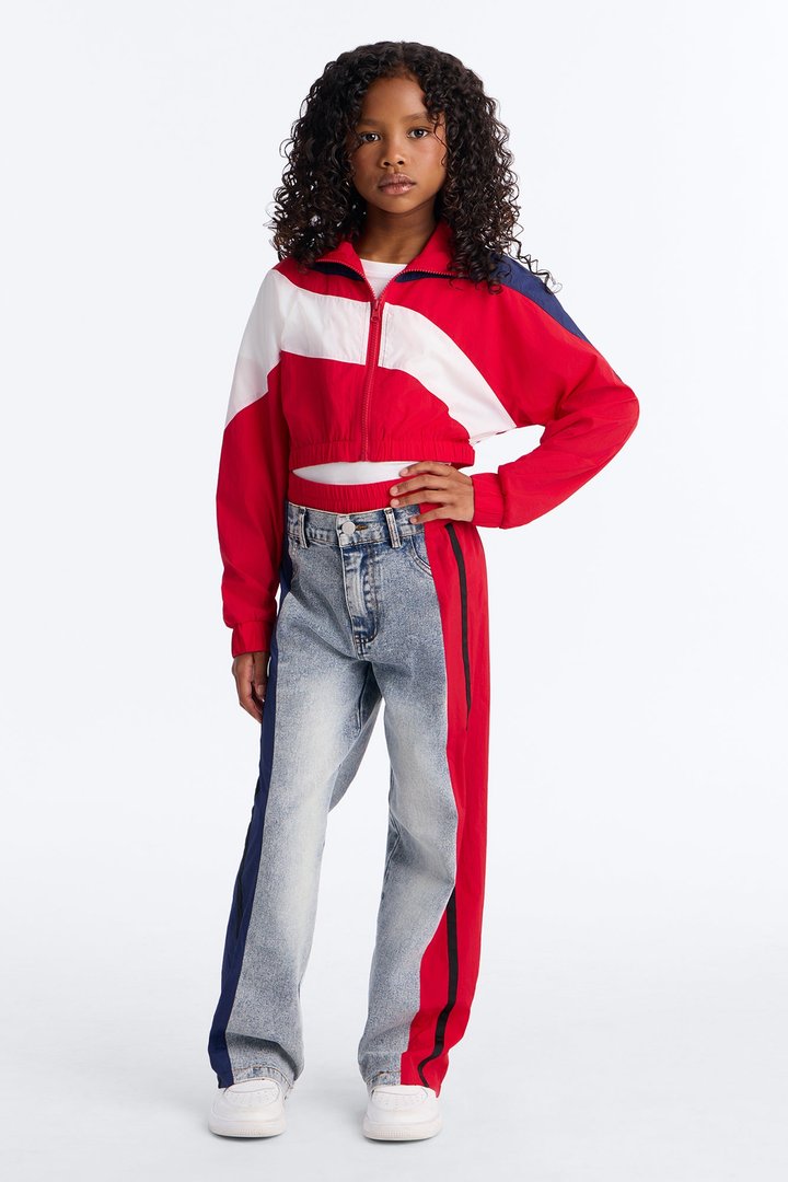 Mini Sporty Girl Pant Set - Red/combo