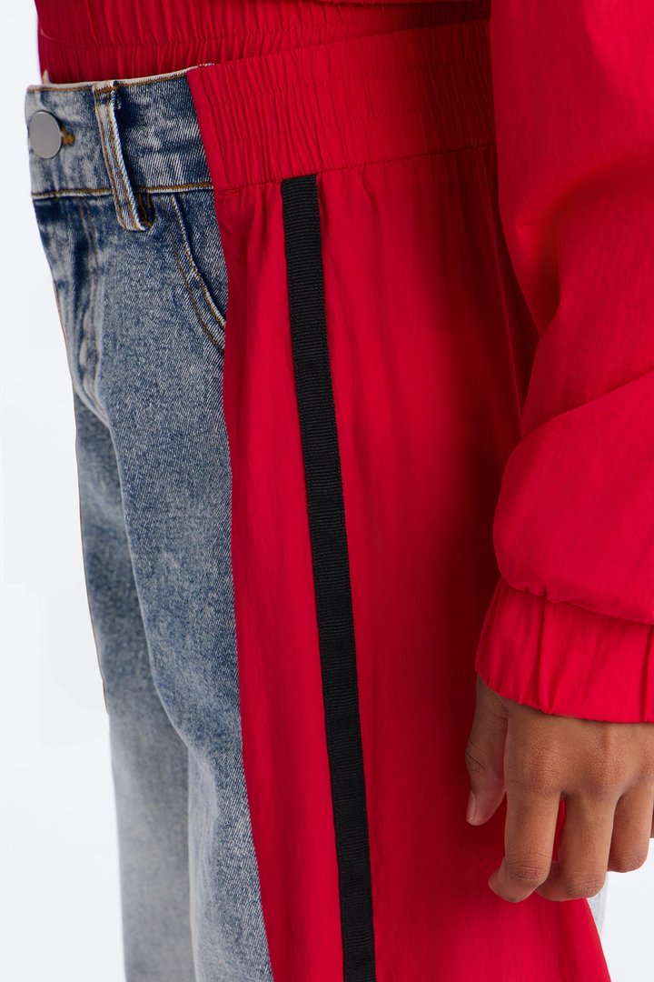 Mini Sporty Girl Pant Set - Red/combo