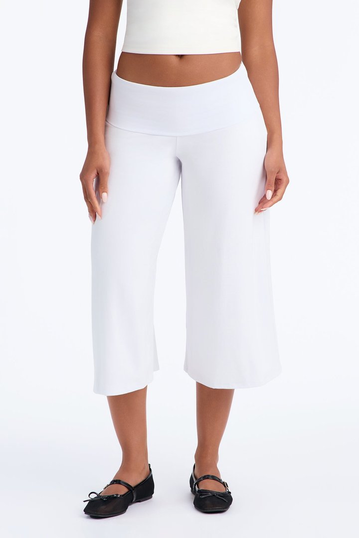 Kiki Studio Low Rise Foldover Gaucho Pant - White