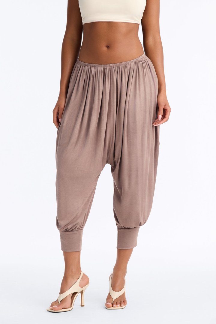Luciana Low Rise Cuffed Harem Pant - Caffe