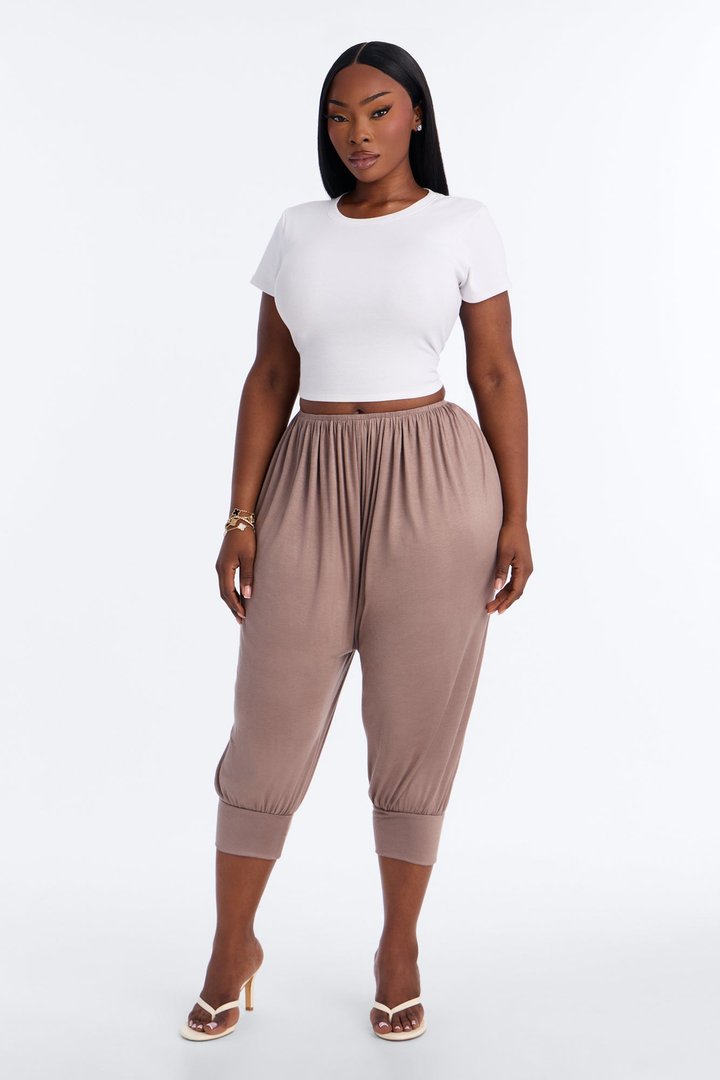 Luciana Low Rise Cuffed Harem Pant - Caffe