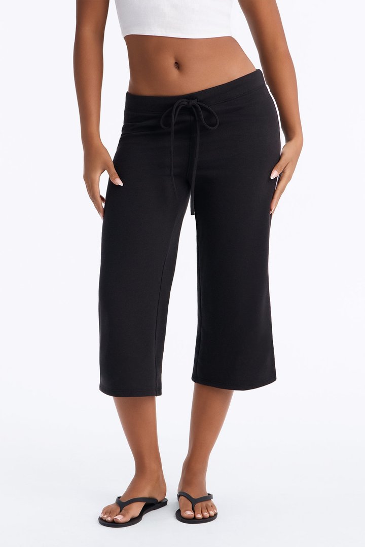Chloe French Terry Lounge Capri - Black