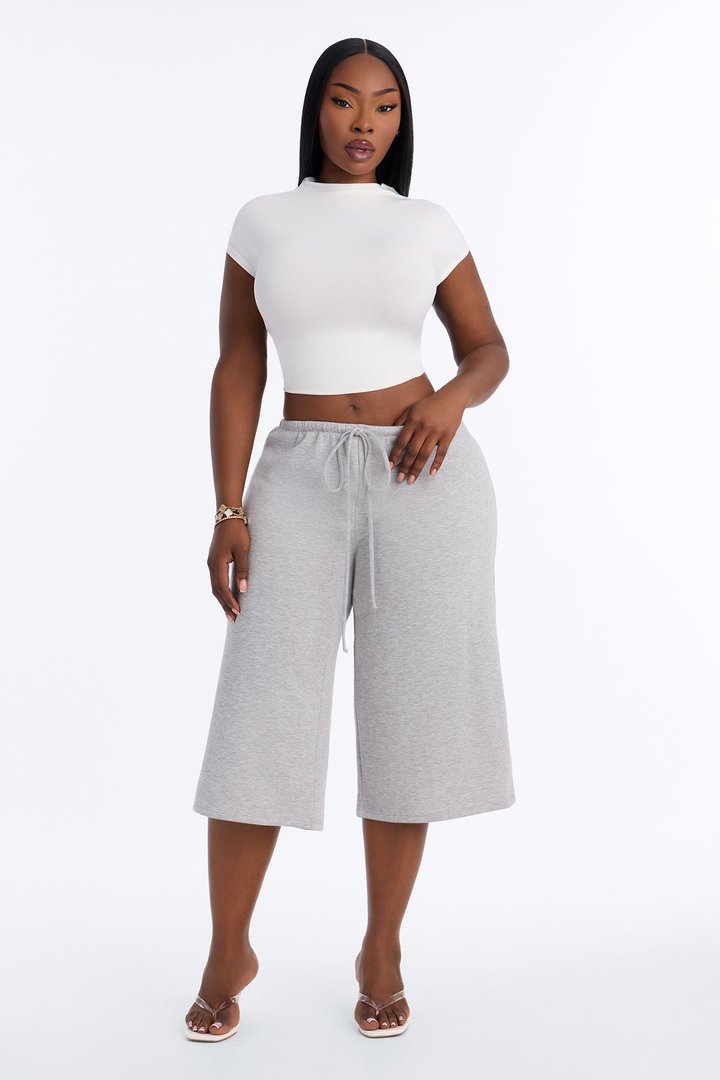 Reese French Terry Long Lounge Short - Heather Grey