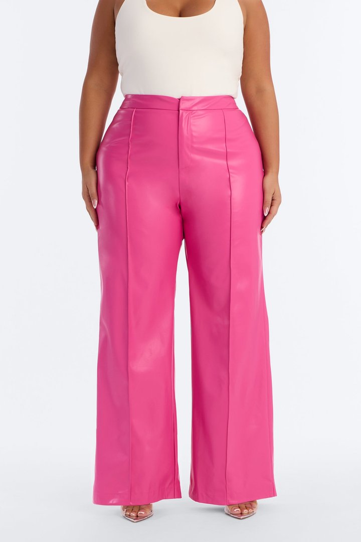 Around Town Faux Leather Trouser - Fuchsia