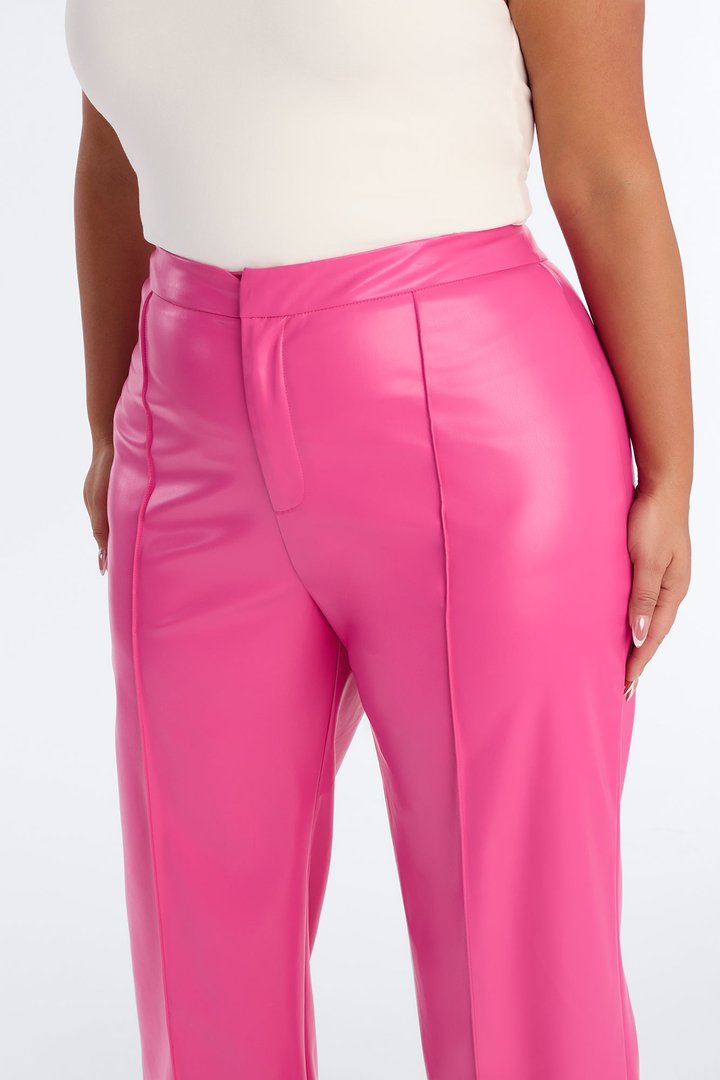 Around Town Faux Leather Trouser - Fuchsia
