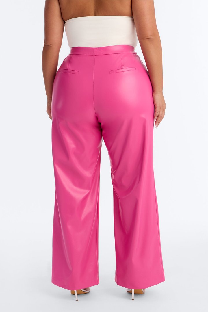 Around Town Faux Leather Trouser - Fuchsia
