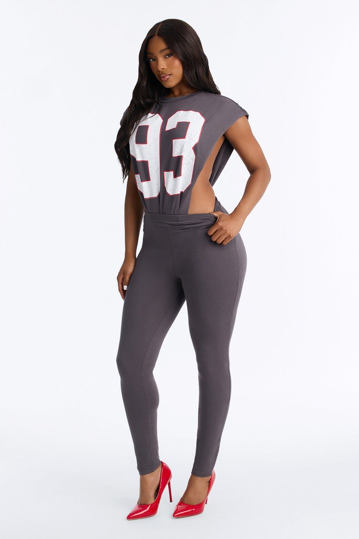Pretty Player Bodysuit Legging Set - Charcoal
