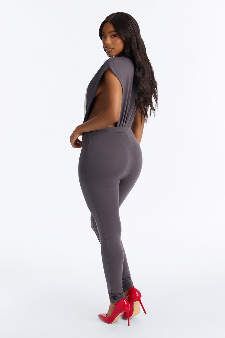 Pretty Player Bodysuit Legging Set - Charcoal