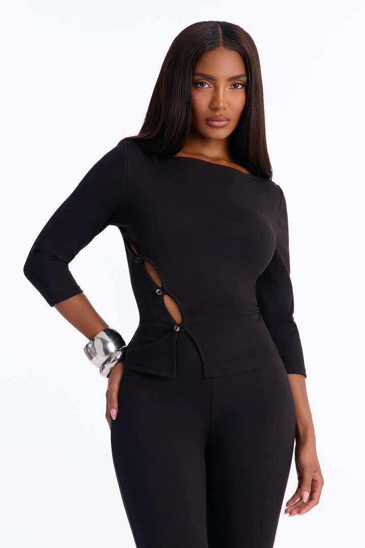 Maria Boat Neck Capri Set - Black