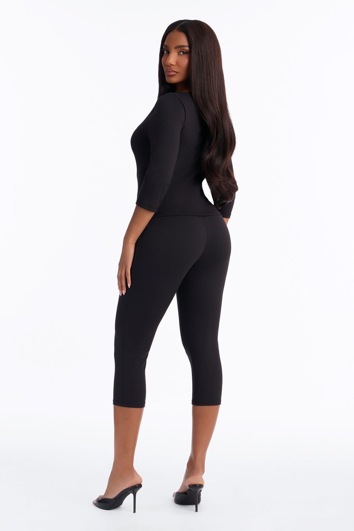 Maria Boat Neck Capri Set - Black