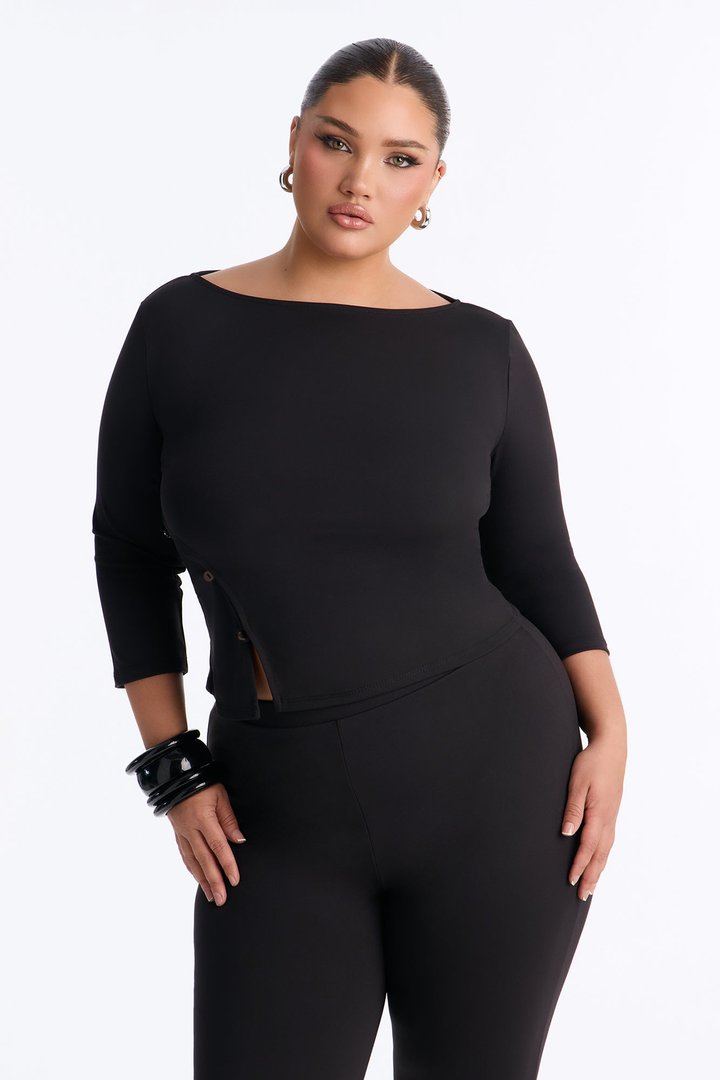 Maria Boat Neck Capri Set - Black