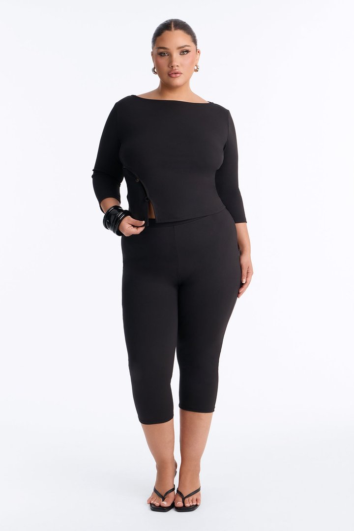 Maria Boat Neck Capri Set - Black