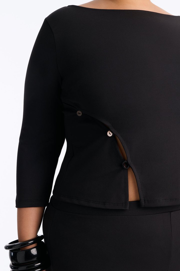 Maria Boat Neck Capri Set - Black