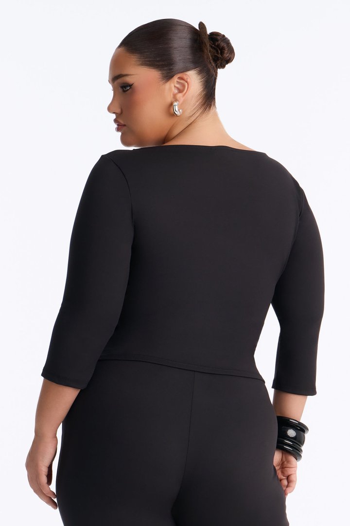 Maria Boat Neck Capri Set - Black