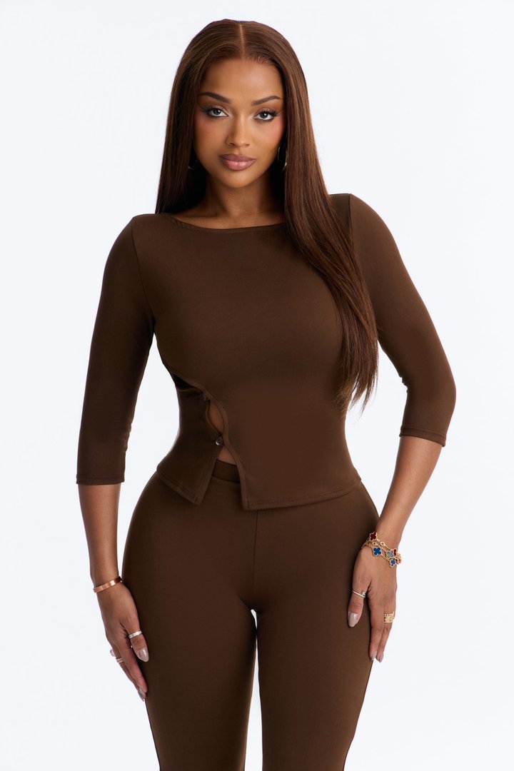 Maria Boat Neck Capri Set - Chocolate