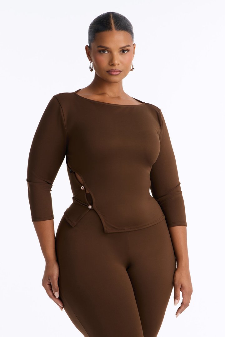 Maria Boat Neck Capri Set - Chocolate