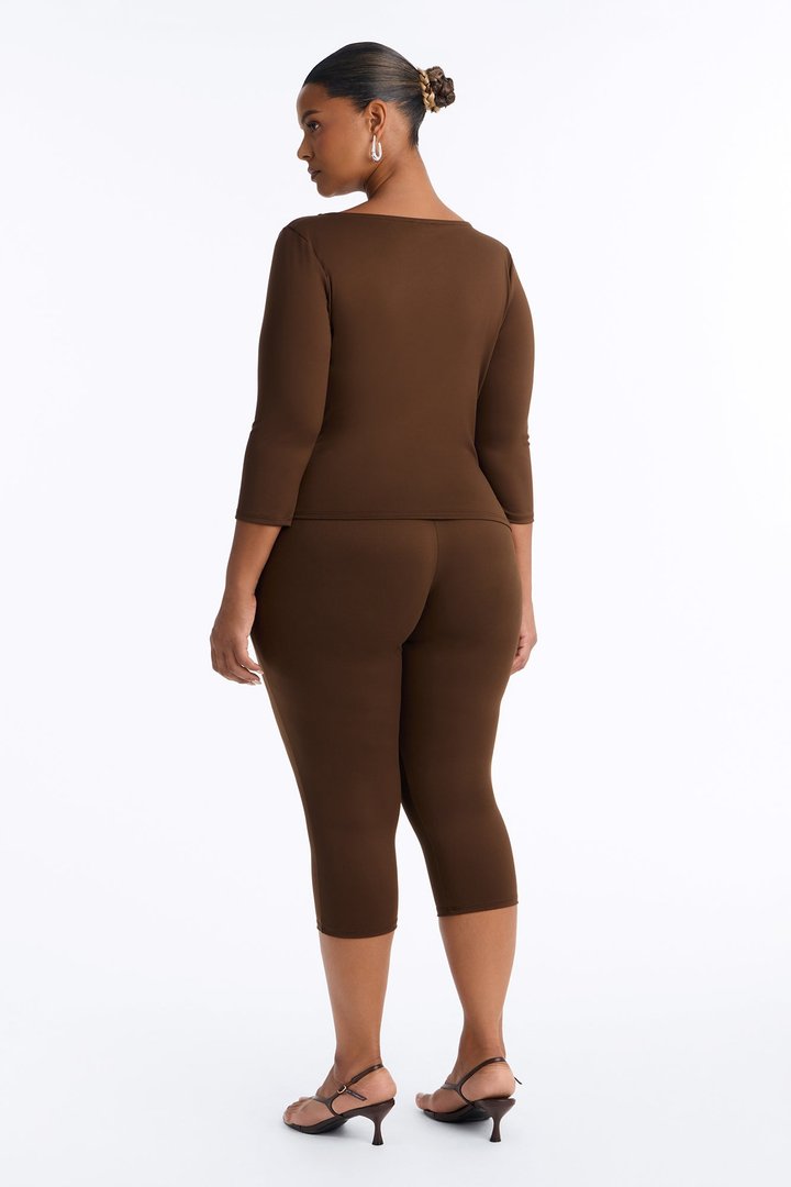Maria Boat Neck Capri Set - Chocolate