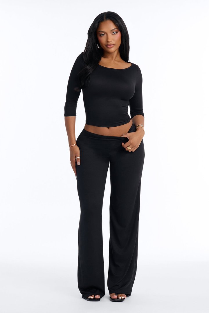 Leanne 3/4 Sleeve Pant Set - Black