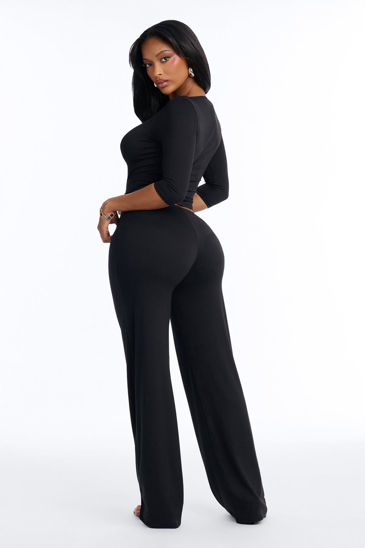 Leanne 3/4 Sleeve Pant Set - Black
