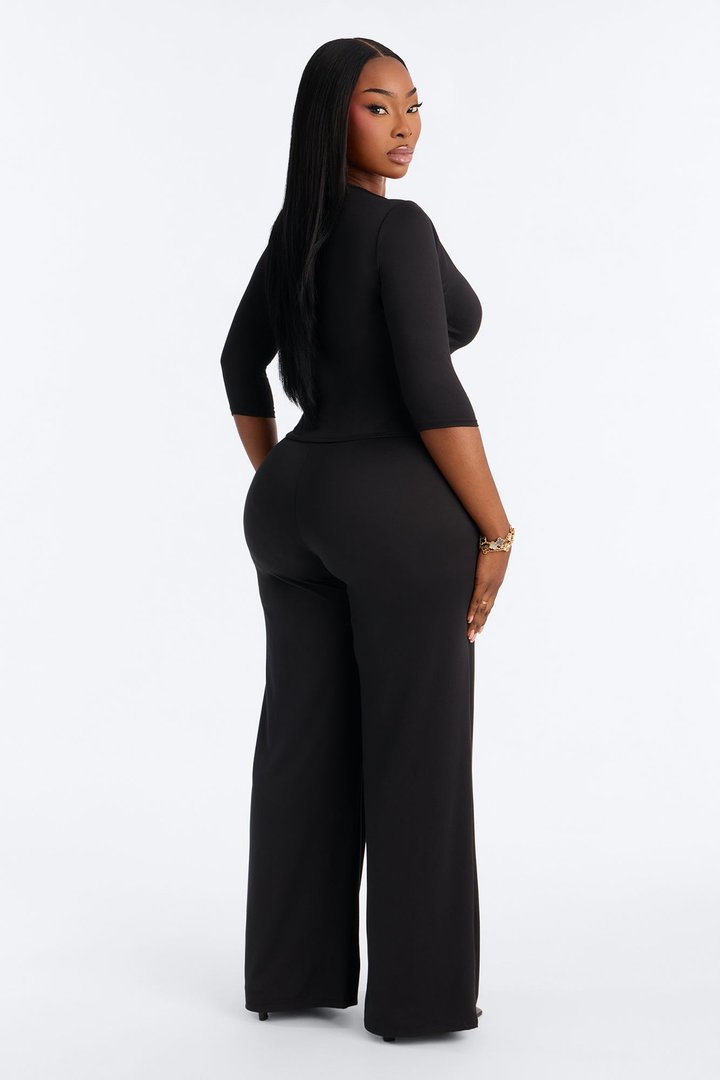 Leanne 3/4 Sleeve Pant Set - Black