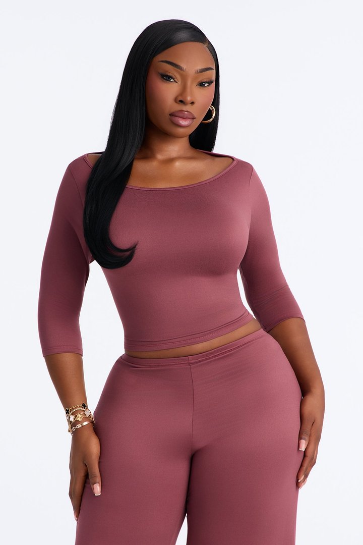 Leanne 3/4 Sleeve Pant Set - Marsala