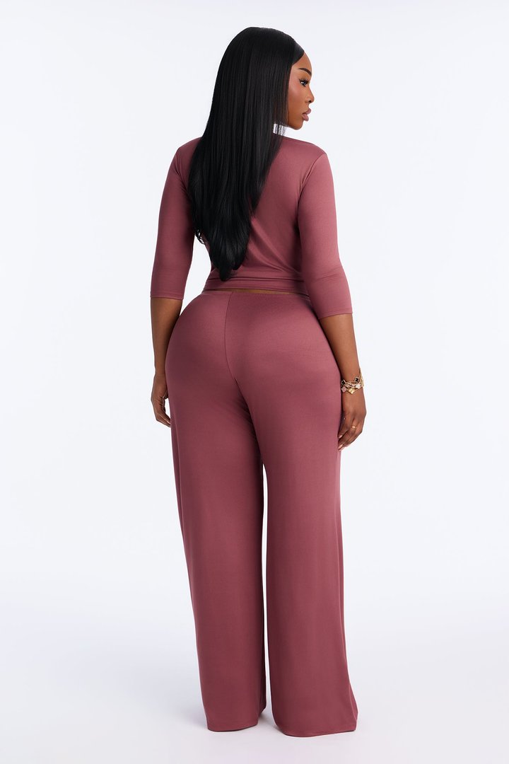 Leanne 3/4 Sleeve Pant Set - Marsala