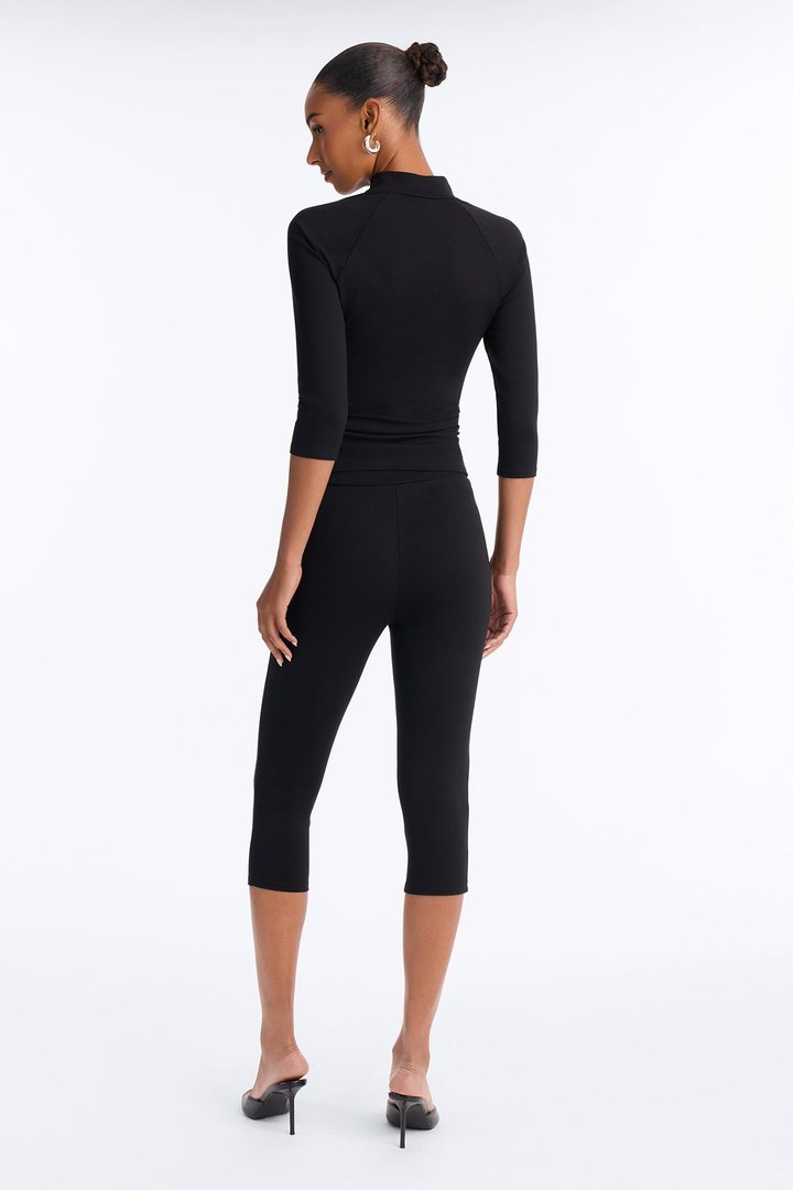 Payton Keyhole 3/4 Sleeve Capri Set - Black