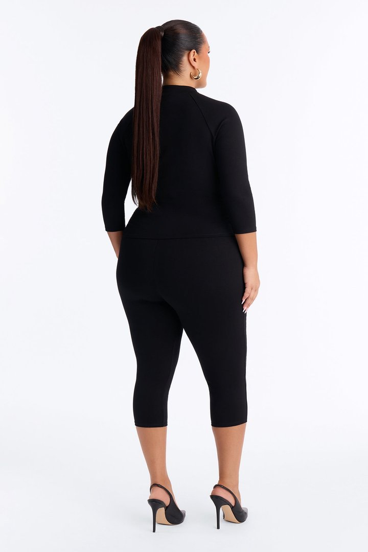 Payton Keyhole 3/4 Sleeve Capri Set - Black