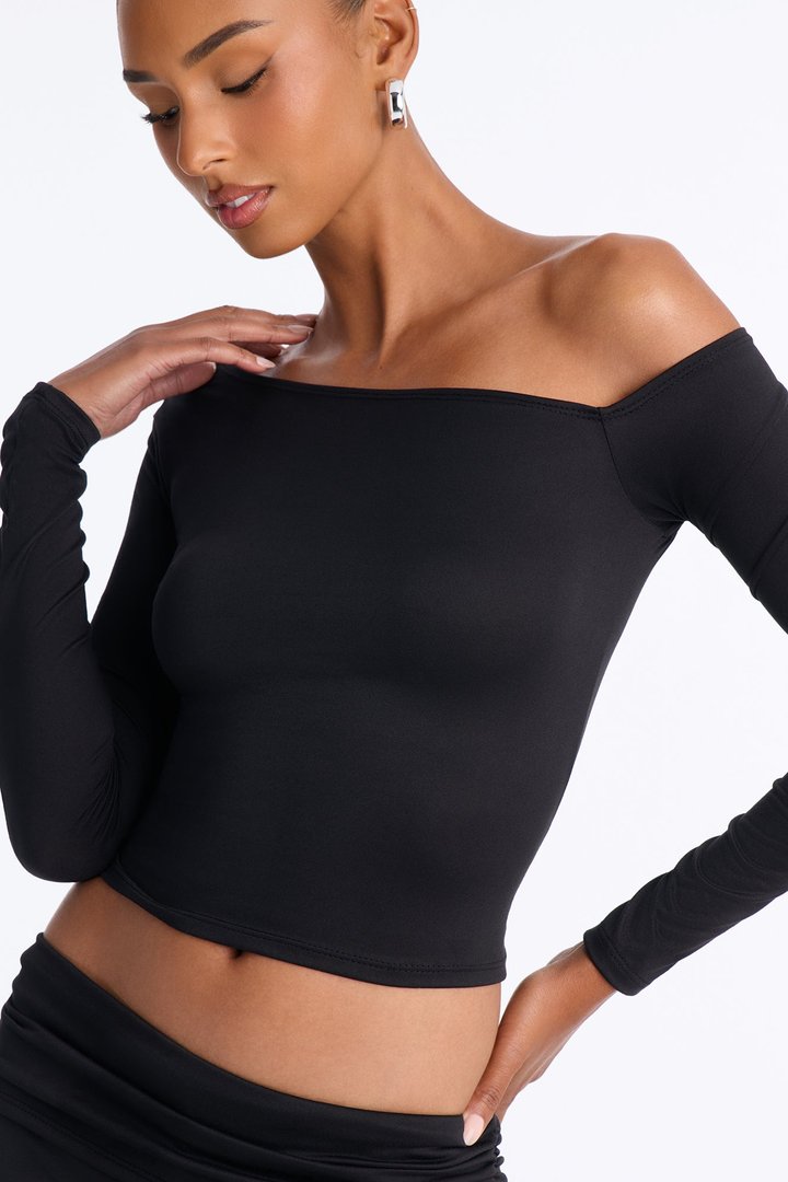Savannah Foldover Waist Gaucho Set - Black