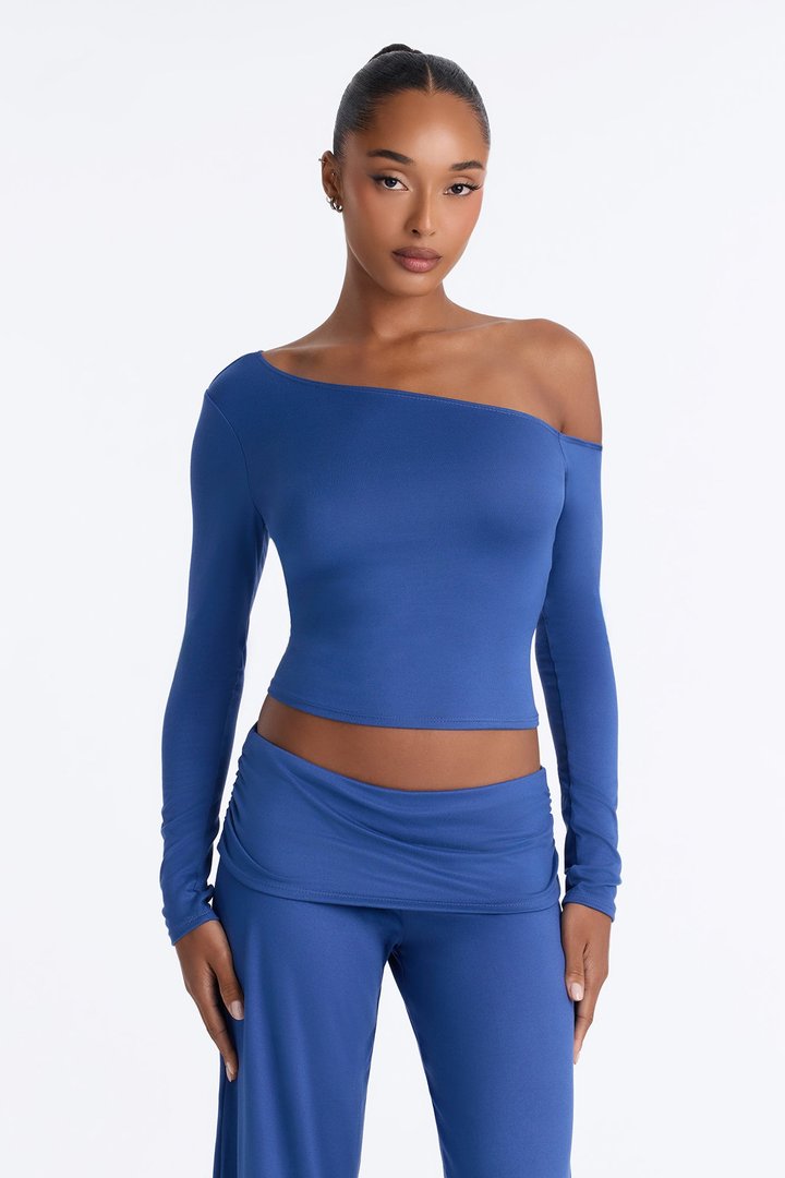 Savannah Foldover Waist Gaucho Set - Denim