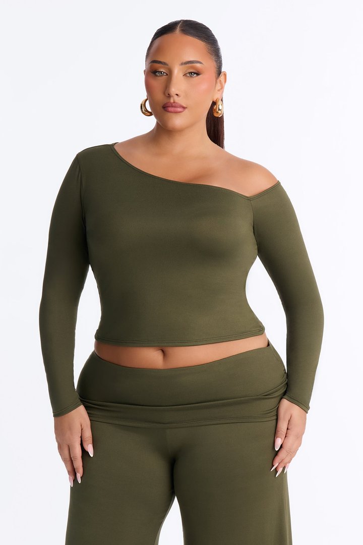 Savannah Foldover Waist Gaucho Set - Olive