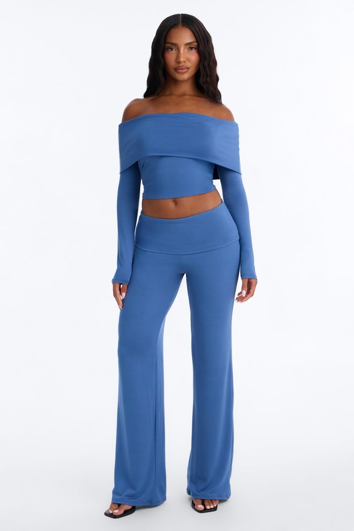 Maya Foldover Waist Pant Set - Denim
