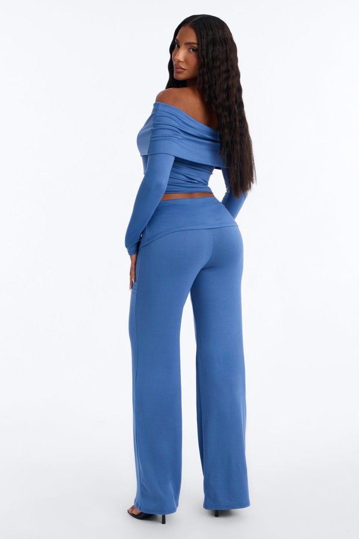 Maya Foldover Waist Pant Set - Denim