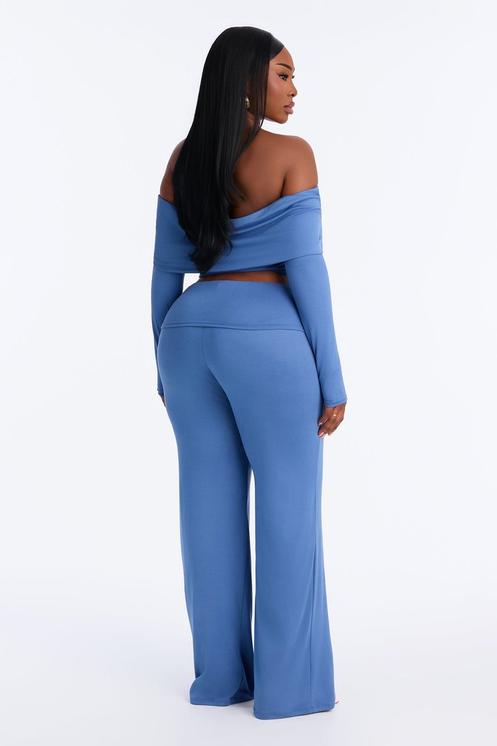 Maya Foldover Waist Pant Set - Denim