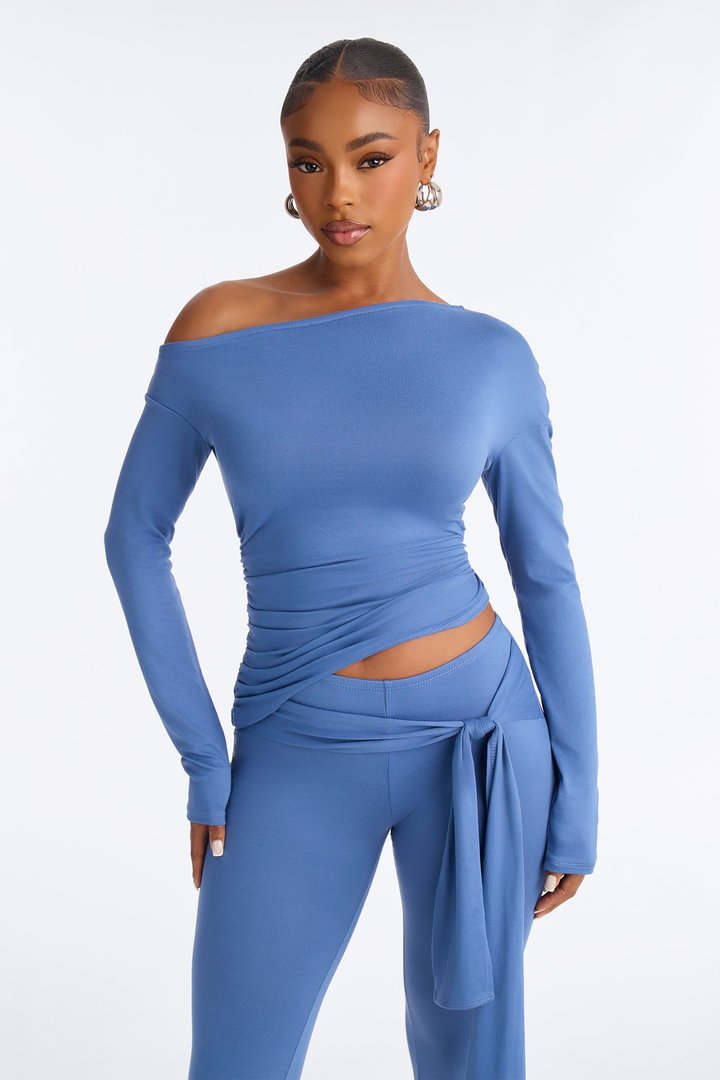 Leah Tie Waist Capri Set - Denim