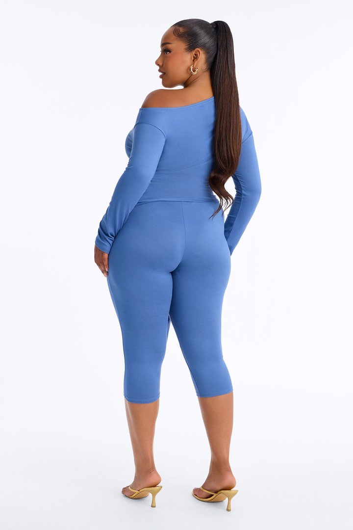 Leah Tie Waist Capri Set - Denim
