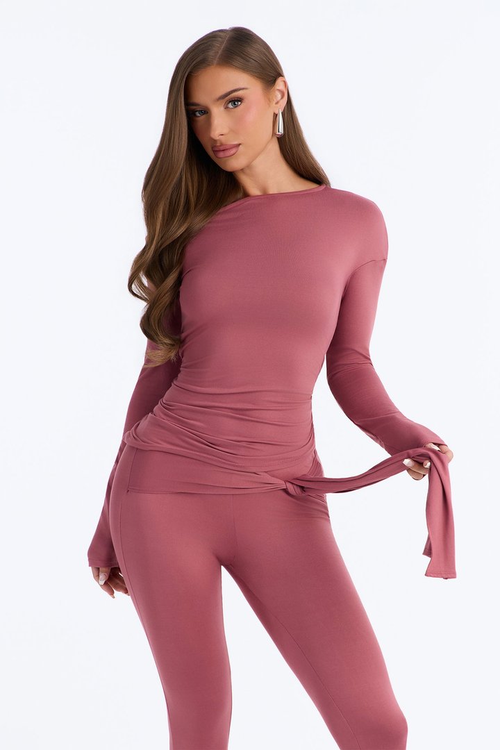 Leah Tie Waist Capri Set - Marsala