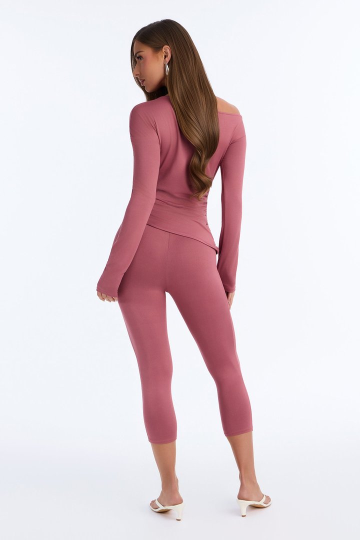 Leah Tie Waist Capri Set - Marsala