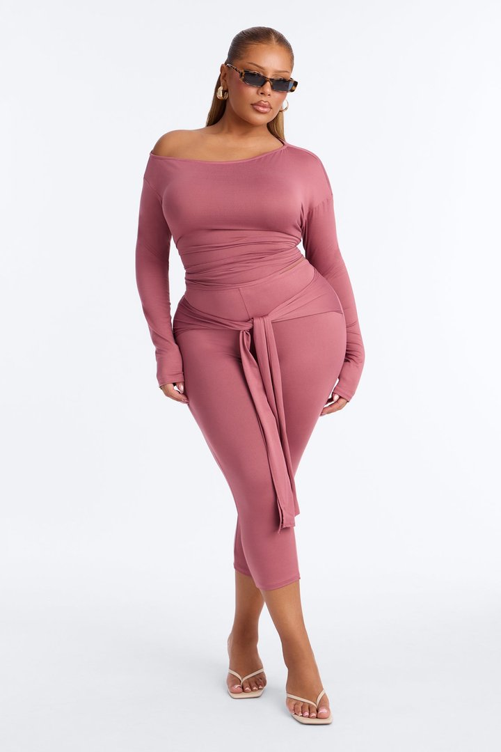 Leah Tie Waist Capri Set - Marsala
