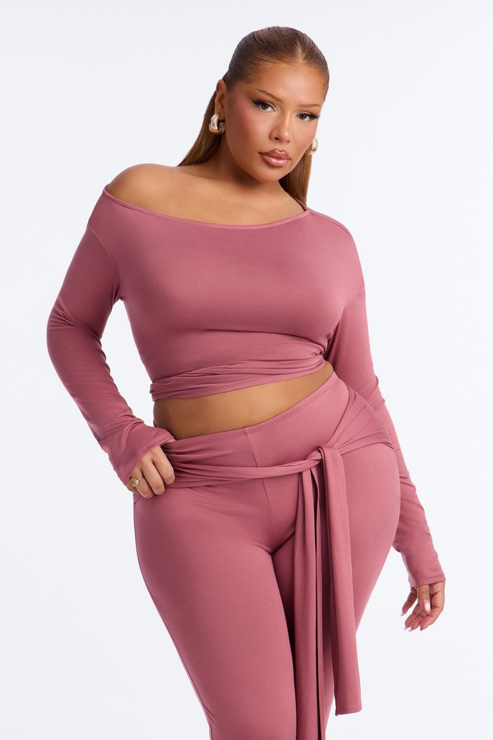 Leah Tie Waist Capri Set - Marsala