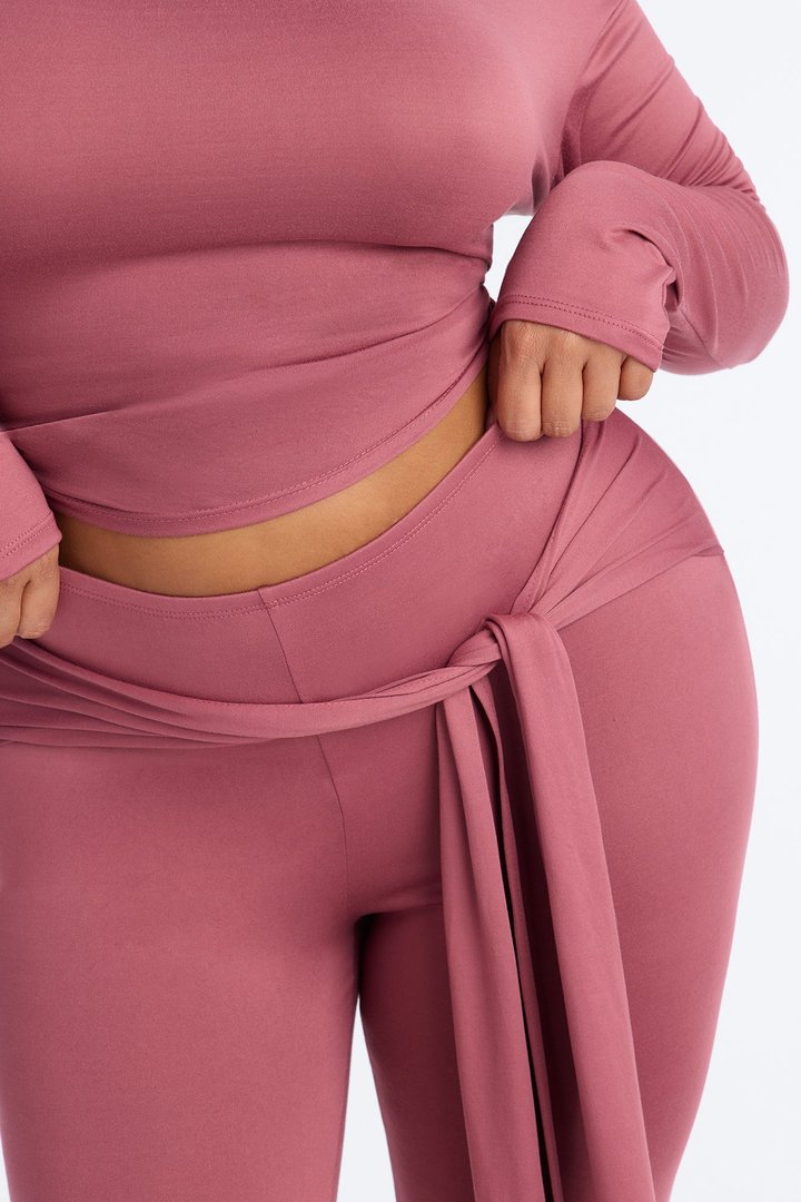 Leah Tie Waist Capri Set - Marsala
