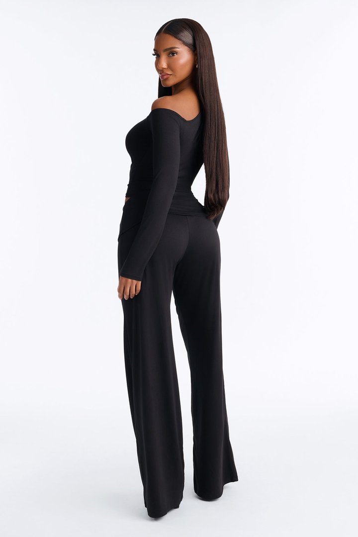 Natalia Off Shoulder Pant Set - Black