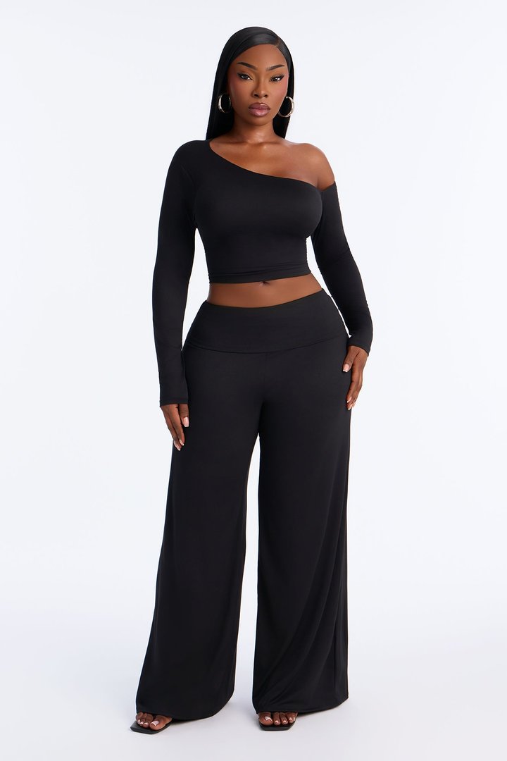 Natalia Off Shoulder Pant Set - Black