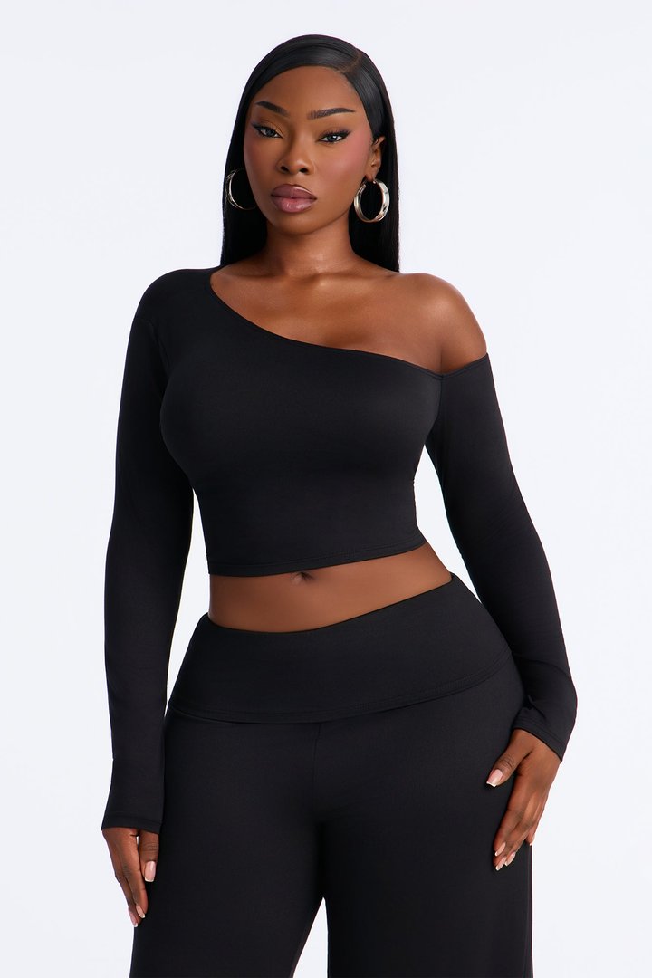 Natalia Off Shoulder Pant Set - Black