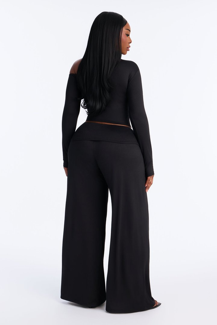 Natalia Off Shoulder Pant Set - Black
