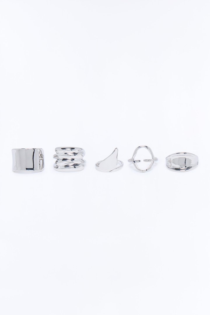 All Day Every Day 5 Piece Ring Set - Silver