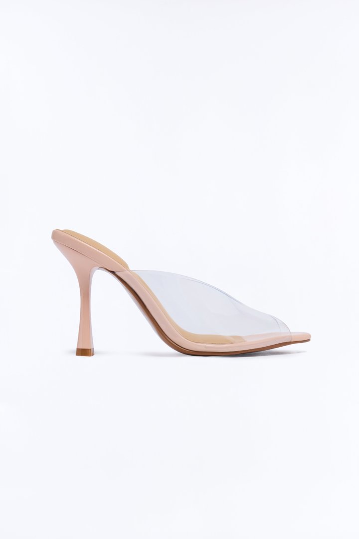 Delphine Peep Toe Heels - Clear